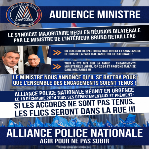 Alliance Police nationale reçu au ministère de l'itérieur